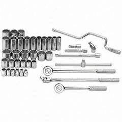 SK - 1/2" Drive Standard Deep Socket Set - 3/8 to 1-1/2", Inch Measurement Standard - USA Tool & Supply