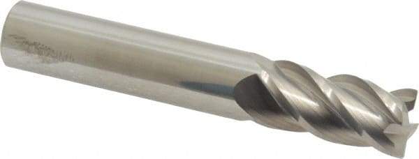 Accupro - 1/2", 4 Flute, Single End, Solid Carbide, 0.02" Corner Radius End Mill - 3" OAL, 40° Helix, Right Hand Flute, 1" LOC, Right Hand Cut - USA Tool & Supply