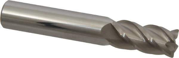 Accupro - 1/2", 4 Flute, Single End, Solid Carbide, 0.03" Corner Radius End Mill - 3" OAL, 40° Helix, Right Hand Flute, 1" LOC, Right Hand Cut - USA Tool & Supply