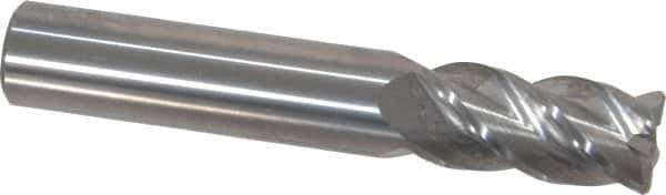 Accupro - 1/2", 4 Flute, Single End, Solid Carbide, 0.045" Corner Radius End Mill - 3" OAL, 40° Helix, Right Hand Flute, 1" LOC, Right Hand Cut - USA Tool & Supply