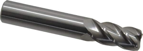 Accupro - 1/2", 4 Flute, Single End, Solid Carbide, 0.06" Corner Radius End Mill - 3" OAL, 40° Helix, Right Hand Flute, 1" LOC, Right Hand Cut - USA Tool & Supply