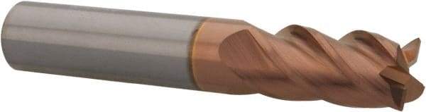 Accupro - 1/2", 4 Flute, Single End, Solid Carbide, 0.015" Corner Radius End Mill - 3" OAL, 40° Helix, Right Hand Flute, 1" LOC, Right Hand Cut - USA Tool & Supply
