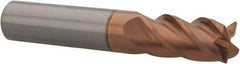 Accupro - 1/2", 4 Flute, Single End, Solid Carbide, 0.015" Corner Radius End Mill - 3" OAL, 40° Helix, Right Hand Flute, 1" LOC, Right Hand Cut - USA Tool & Supply