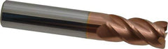 Accupro - 1/2", 4 Flute, Single End, Solid Carbide, 0.03" Corner Radius End Mill - 3" OAL, 40° Helix, Right Hand Flute, 1" LOC, Right Hand Cut - USA Tool & Supply
