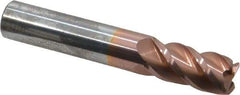 Accupro - 1/2", 4 Flute, Single End, Solid Carbide, 0.045" Corner Radius End Mill - 3" OAL, 40° Helix, Right Hand Flute, 1" LOC, Right Hand Cut - USA Tool & Supply