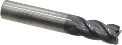 Accupro - 1/2", 4 Flute, Single End, Solid Carbide, 0.015" Corner Radius End Mill - 3" OAL, 40° Helix, Right Hand Flute, 1" LOC, Right Hand Cut - USA Tool & Supply