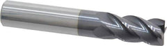 Accupro - 1/2", 4 Flute, Single End, Solid Carbide, 0.02" Corner Radius End Mill - 3" OAL, 40° Helix, Right Hand Flute, 1" LOC, Right Hand Cut - USA Tool & Supply