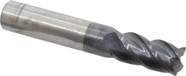 Accupro - 1/2", 4 Flute, Single End, Solid Carbide, 0.03" Corner Radius End Mill - 3" OAL, 40° Helix, Right Hand Flute, 1" LOC, Right Hand Cut - USA Tool & Supply
