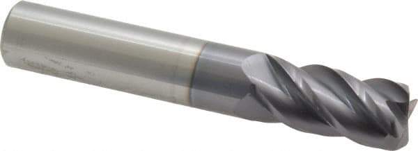 Accupro - 1/2", 4 Flute, Single End, Solid Carbide, 0.045" Corner Radius End Mill - 3" OAL, 40° Helix, Right Hand Flute, 1" LOC, Right Hand Cut - USA Tool & Supply