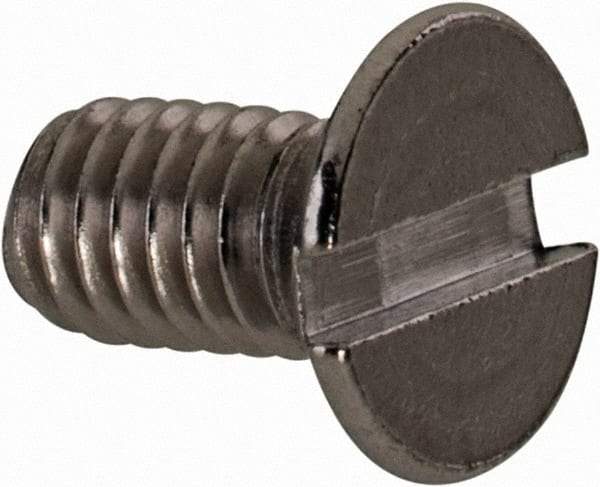 Value Collection - M4x0.70 Metric Coarse, 8mm OAL Slotted Drive Machine Screw - Flat Head, Grade 18-8 & A2 Stainless Steel, Uncoated, Without Washer - USA Tool & Supply
