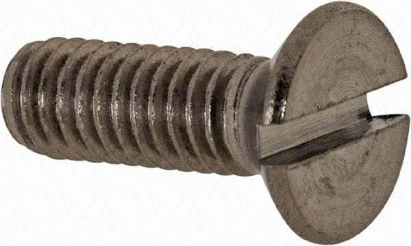 Value Collection - M4x0.70 Metric Coarse, 12mm OAL Slotted Drive Machine Screw - Flat Head, Grade 18-8 & A2 Stainless Steel, Uncoated, Without Washer - USA Tool & Supply