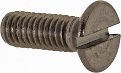 Value Collection - M4x0.70 Metric Coarse, 12mm OAL Slotted Drive Machine Screw - Flat Head, Grade 18-8 & A2 Stainless Steel, Uncoated, Without Washer - USA Tool & Supply