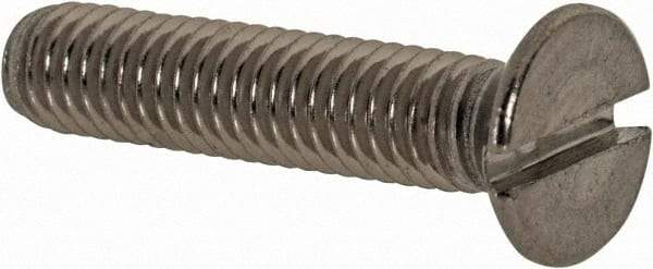 Value Collection - M4x0.70 Metric Coarse, 20mm OAL Slotted Drive Machine Screw - Flat Head, Grade 18-8 & A2 Stainless Steel, Uncoated, Without Washer - USA Tool & Supply