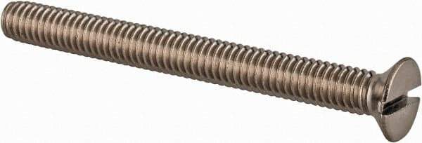 Value Collection - M4x0.70 Metric Coarse, 40mm OAL Slotted Drive Machine Screw - Flat Head, Grade 18-8 & A2 Stainless Steel, Uncoated, Without Washer - USA Tool & Supply