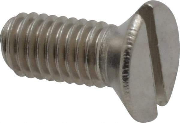 Value Collection - M5x0.80 Metric Coarse, 12mm OAL Slotted Drive Machine Screw - Flat Head, Grade 18-8 & A2 Stainless Steel, Uncoated, Without Washer - USA Tool & Supply