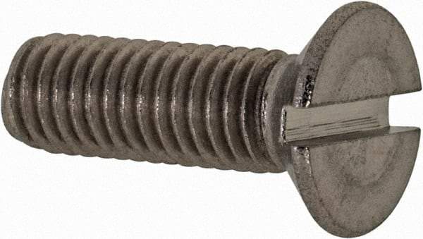 Value Collection - M5x0.80 Metric Coarse, 16mm OAL Slotted Drive Machine Screw - Flat Head, Grade 18-8 & A2 Stainless Steel, Uncoated, Without Washer - USA Tool & Supply