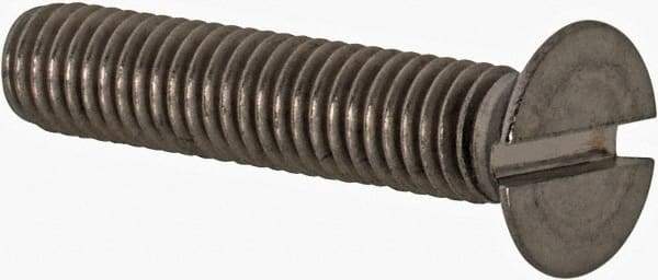 Value Collection - M5x0.80 Metric Coarse, 25mm OAL Slotted Drive Machine Screw - Flat Head, Grade 18-8 & A2 Stainless Steel, Uncoated, Without Washer - USA Tool & Supply