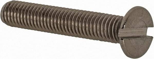 Value Collection - M5x0.80 Metric Coarse, 30mm OAL Slotted Drive Machine Screw - Flat Head, Grade 18-8 & A2 Stainless Steel, Uncoated, Without Washer - USA Tool & Supply