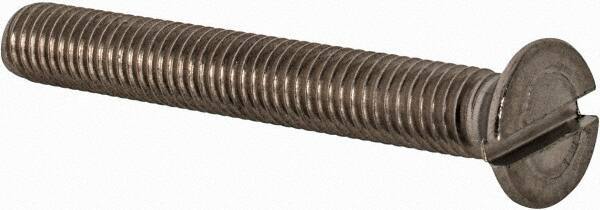 Value Collection - M5x0.80 Metric Coarse, 40mm OAL Slotted Drive Machine Screw - Flat Head, Grade 18-8 & A2 Stainless Steel, Uncoated, Without Washer - USA Tool & Supply