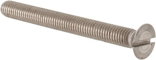 Value Collection - M5x0.80 Metric Coarse, 50mm OAL Slotted Drive Machine Screw - Flat Head, Grade 18-8 & A2 Stainless Steel, Uncoated, Without Washer - USA Tool & Supply