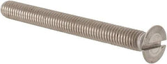 Value Collection - M5x0.80 Metric Coarse, 50mm OAL Slotted Drive Machine Screw - Flat Head, Grade 18-8 & A2 Stainless Steel, Uncoated, Without Washer - USA Tool & Supply