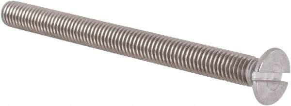 Value Collection - M5x0.80 Metric Coarse, 60mm OAL Slotted Drive Machine Screw - Flat Head, Grade 18-8 & A2 Stainless Steel, Uncoated, Without Washer - USA Tool & Supply