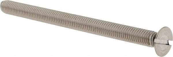 Value Collection - M5x0.80 Metric Coarse, 70mm OAL Slotted Drive Machine Screw - Flat Head, Grade 18-8 & A2 Stainless Steel, Uncoated, Without Washer - USA Tool & Supply