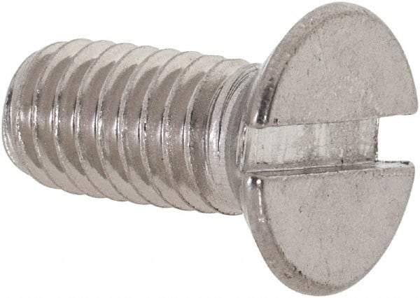 Value Collection - M6x1.00 Metric Coarse, 14mm OAL Slotted Drive Machine Screw - Flat Head, Grade 18-8 & A2 Stainless Steel, Uncoated, Without Washer - USA Tool & Supply