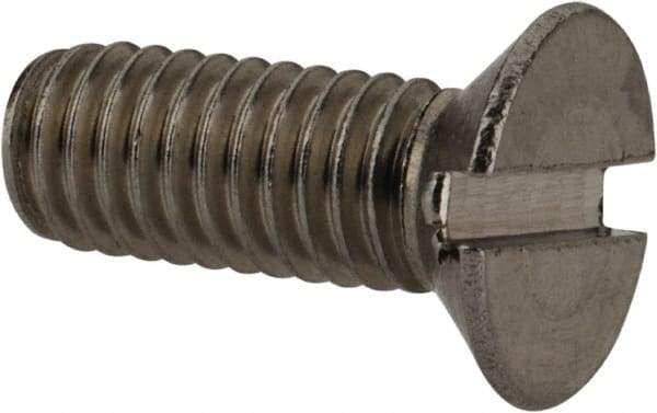 Value Collection - M6x1.00 Metric Coarse, 16mm OAL Slotted Drive Machine Screw - Flat Head, Grade 18-8 & A2 Stainless Steel, Uncoated, Without Washer - USA Tool & Supply