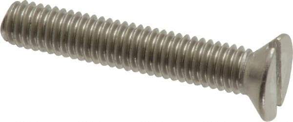Value Collection - M6x1.00 Metric Coarse, 35mm OAL Slotted Drive Machine Screw - Flat Head, Grade 18-8 & A2 Stainless Steel, Uncoated, Without Washer - USA Tool & Supply
