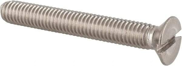 Value Collection - M6x1.00 Metric Coarse, 45mm OAL Slotted Drive Machine Screw - Flat Head, Grade 18-8 & A2 Stainless Steel, Uncoated, Without Washer - USA Tool & Supply