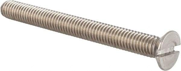 Value Collection - M6x1.00 Metric Coarse, 60mm OAL Slotted Drive Machine Screw - Flat Head, Grade 18-8 & A2 Stainless Steel, Uncoated, Without Washer - USA Tool & Supply