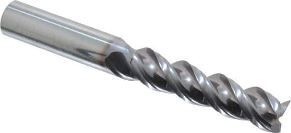 Niagara Cutter - 1/2", 2" LOC, 1/2" Shank Diam, 4" OAL, 3 Flute, Solid Carbide Square End Mill - Single End, TiCN Finish, Spiral Flute, 45° Helix, Centercutting, Right Hand Cut, Right Hand Flute, Series A345 - USA Tool & Supply