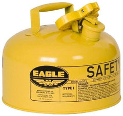 Eagle - 2 Gal Galvanized Steel Type I Safety Can - 9-1/2" High x 11-1/4" Diam, Yellow - USA Tool & Supply