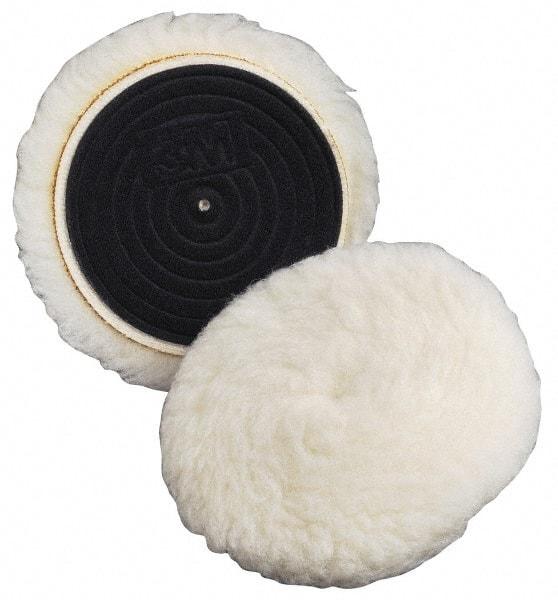 3M - 5-1/4" Diam Wool Bonnet Pad - 15/16" Pile, Hook & Loop Attachment - USA Tool & Supply