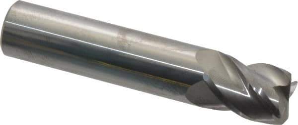 Accupro - 1/2", 4 Flute, Single End, Solid Carbide, 0.045" Corner Radius End Mill - 2-1/2" OAL, 40° Helix, Right Hand Flute, 5/8" LOC, Right Hand Cut - USA Tool & Supply