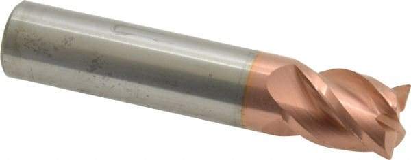 Accupro - 1/2", 4 Flute, Single End, Solid Carbide, 0.015" Corner Radius End Mill - 2-1/2" OAL, 40° Helix, Right Hand Flute, 5/8" LOC, Right Hand Cut - USA Tool & Supply
