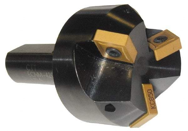 Cutting Tool Technologies - 30° Lead Angle, 2-1/2" Max Cut Diam, 2-1/2" Min Cut Diam, 0.59" Max Depth of Cut, Indexable Chamfer and Angle End Mill - 3 Inserts, CNMG 643 Insert Style, 4" Overall Length, Straight Shank, 30° Included Angle - USA Tool & Supply