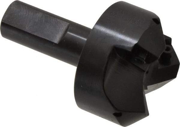 Cutting Tool Technologies - 45° Lead Angle, 1-1/2" Max Cut Diam, 1-1/2" Min Cut Diam, 0.32" Max Depth of Cut, Indexable Chamfer and Angle End Mill - 3 Inserts, CNMG 432 Insert Style, 3-1/4" Overall Length, Straight Shank, 45° Included Angle - USA Tool & Supply