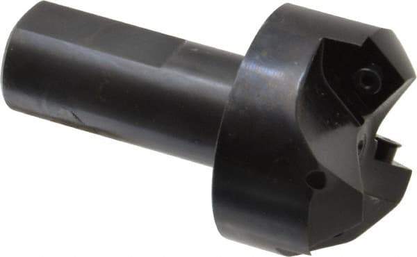 Cutting Tool Technologies - 45° Lead Angle, 1-1/2" Max Cut Diam, 1-1/2" Min Cut Diam, 0.32" Max Depth of Cut, Indexable Chamfer and Angle End Mill - 3 Inserts, CNMG 432 Insert Style, 3-1/2" Overall Length, Straight Shank, 45° Included Angle - USA Tool & Supply