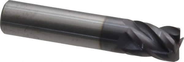 Accupro - 1/2", 4 Flute, Single End, Solid Carbide, 0.03" Corner Radius End Mill - 2-1/2" OAL, 40° Helix, Right Hand Flute, 5/8" LOC, Right Hand Cut - USA Tool & Supply