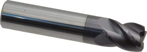 Accupro - 1/2", 4 Flute, Single End, Solid Carbide, 0.06" Corner Radius End Mill - 2-1/2" OAL, 40° Helix, Right Hand Flute, 5/8" LOC, Right Hand Cut - USA Tool & Supply