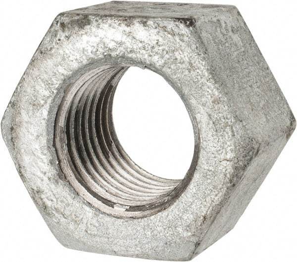 Value Collection - 1-1/4 - 7 UNC Steel Right Hand Heavy Hex Nut - 2" Across Flats, 1-7/32" High, Galvanized Finish - USA Tool & Supply