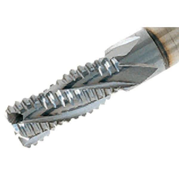 Iscar - 25mm Diam, Extra Coarse Pitch, 45mm LOC, 3 Flute Solid Carbide 45° Corner Chamfer Roughing End Mill - Uncoated, 121mm OAL, 25mm Shank Diam, Single End, Centercutting, 38° Helix - USA Tool & Supply