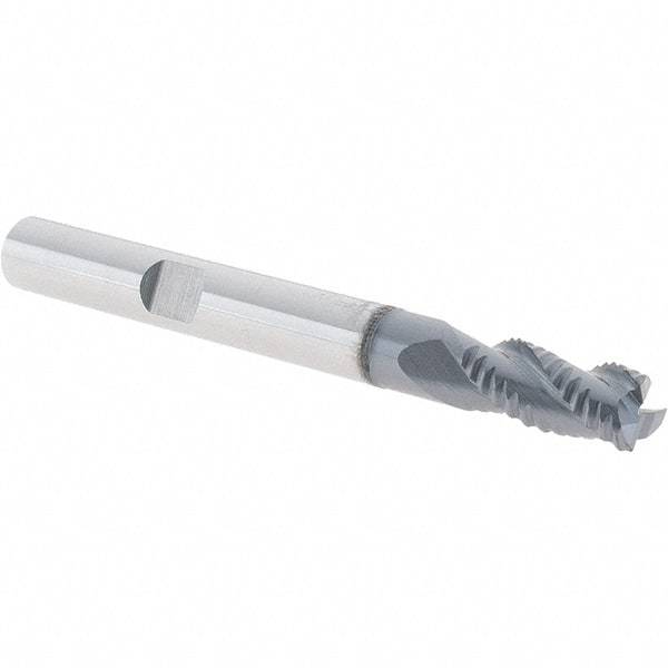 Iscar - 6mm Diam, Fine Pitch, 13mm LOC, 3 Flute Solid Carbide 45° Corner Chamfer Roughing End Mill - TiAlN Finish, 57mm OAL, 6mm Shank Diam, Single End, Centercutting, 38° Helix - USA Tool & Supply