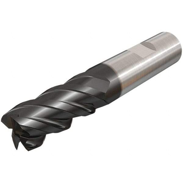Iscar - 5mm, 14mm LOC, 6mm Shank Diam, 57mm OAL, 4 Flute, Solid Carbide Square End Mill - Single End, TiAlN Finish, Spiral Flute, 45° Helix, Centercutting, Right Hand Cut, Right Hand Flute - USA Tool & Supply