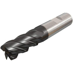Iscar - 9mm, 20mm LOC, 9mm Shank Diam, 67mm OAL, 4 Flute, Solid Carbide Square End Mill - Single End, TiAlN Finish, Spiral Flute, 45° Helix, Centercutting, Right Hand Cut, Right Hand Flute - USA Tool & Supply