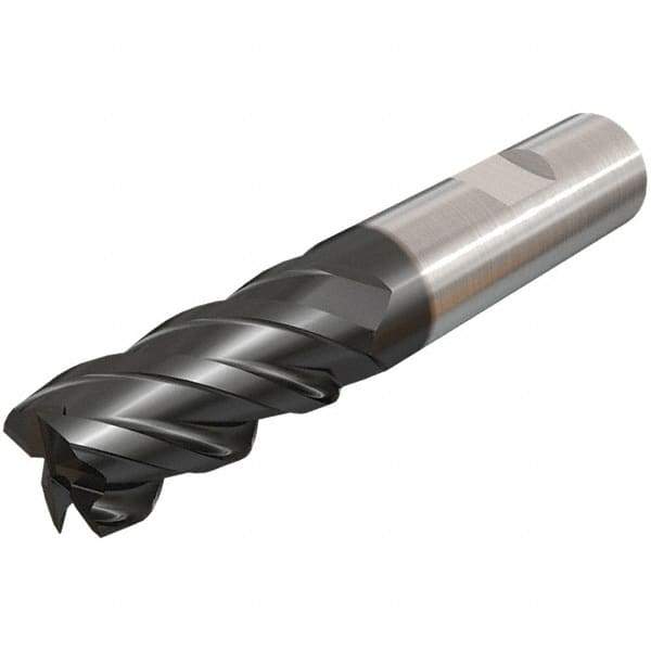 Iscar - 16mm, 32mm LOC, 16mm Shank Diam, 92mm OAL, 4 Flute, Solid Carbide Square End Mill - Single End, TiAlN Finish, Spiral Flute, 45° Helix, Centercutting, Right Hand Cut, Right Hand Flute - USA Tool & Supply