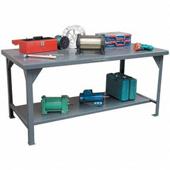 Strong Hold - Stationary Work Benches, Tables Type: Work Table Top Material: 7 Gauge Steel - USA Tool & Supply