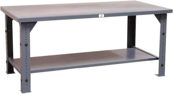 Strong Hold - 72 Wide x 36" Deep x 30" High, UHMW Work Table - Flat Top, Angle Legs, Dark Gray - USA Tool & Supply